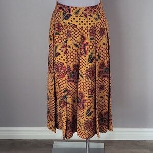 Caroline Charles Wool Paisley Pleated Midi Skirt, Made In England
